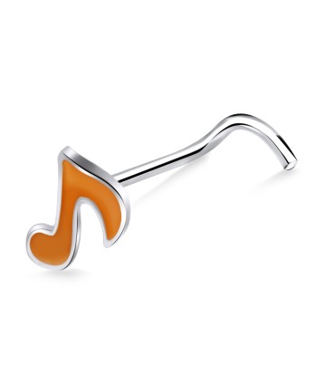 Musical Notation Shaped Silver Curved Nose Stud NSKB-852E